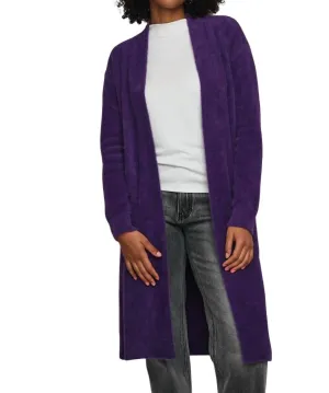 Gambler Long Cardigan In Eggplant