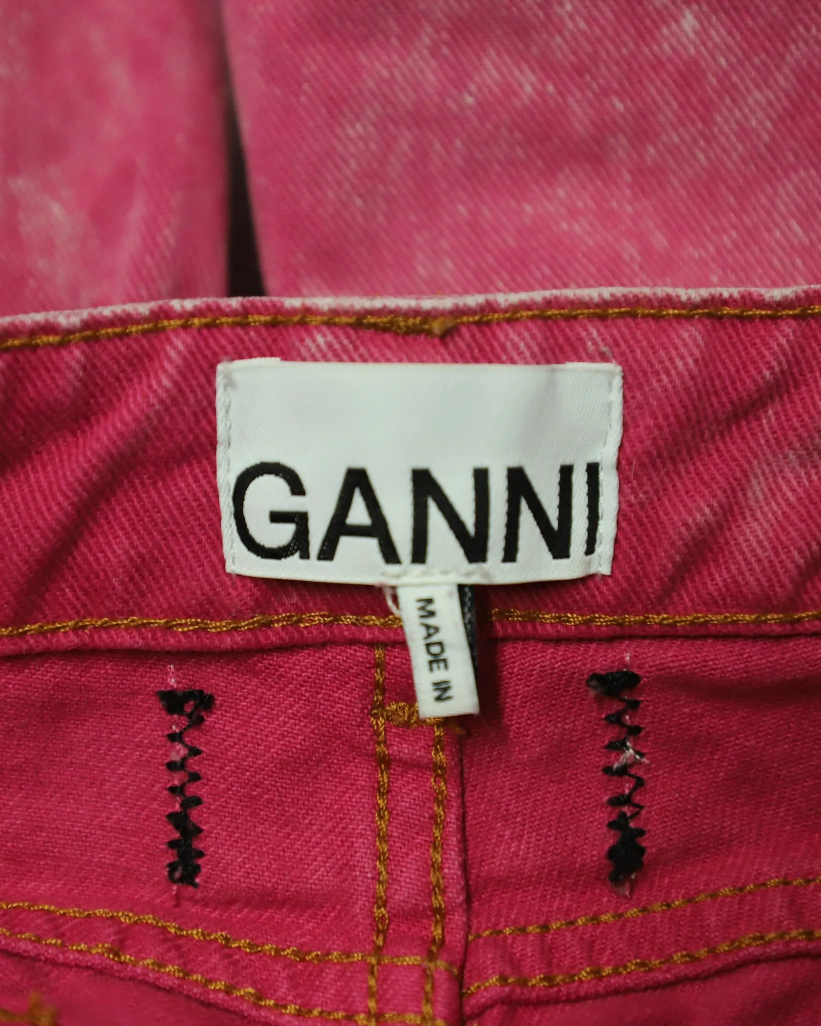 Ganni Washed Jeans in Pink Cotton
