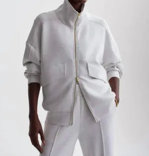 Garcia Zip Through Sweater In Ivory Marl