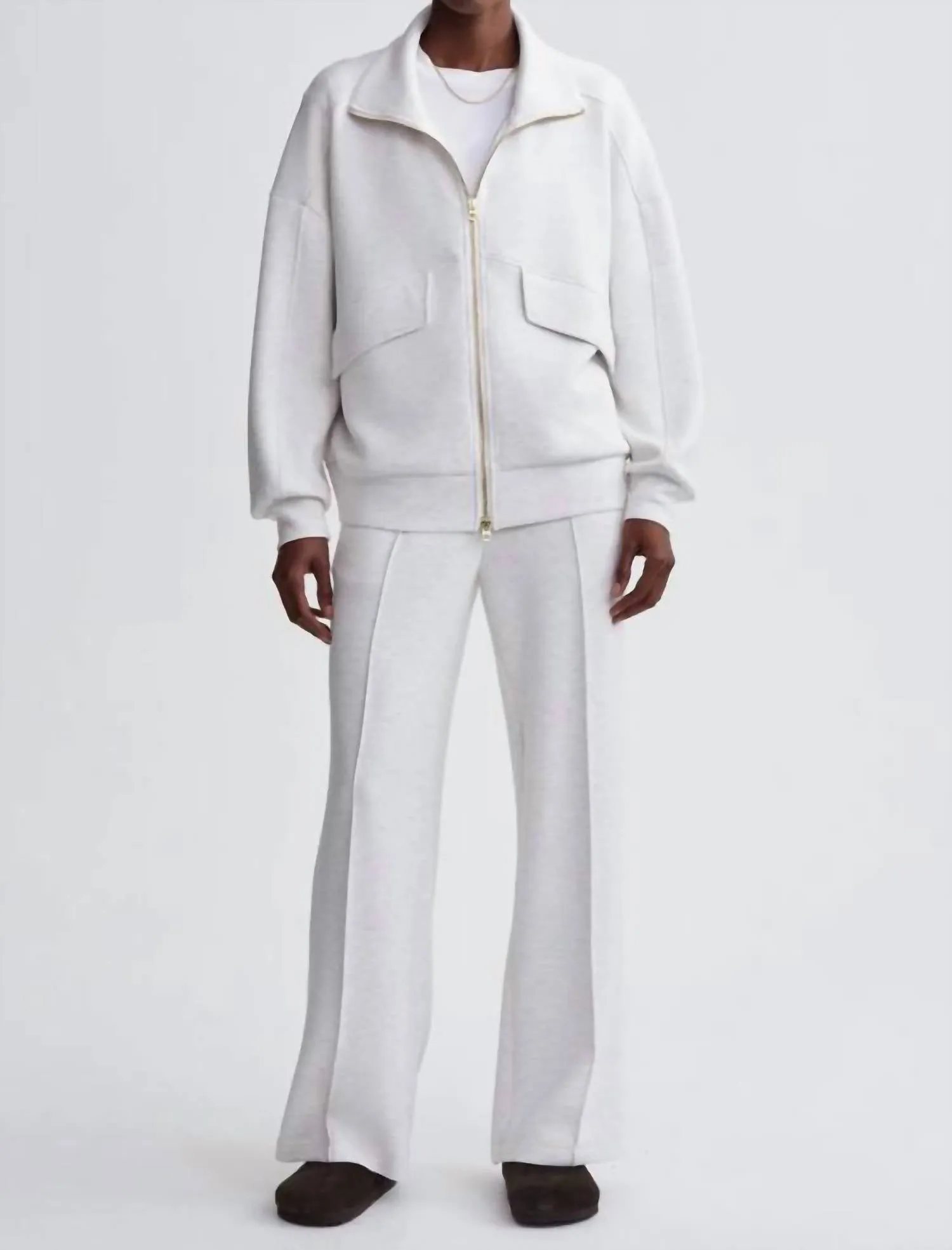 Garcia Zip Through Sweater In Ivory Marl