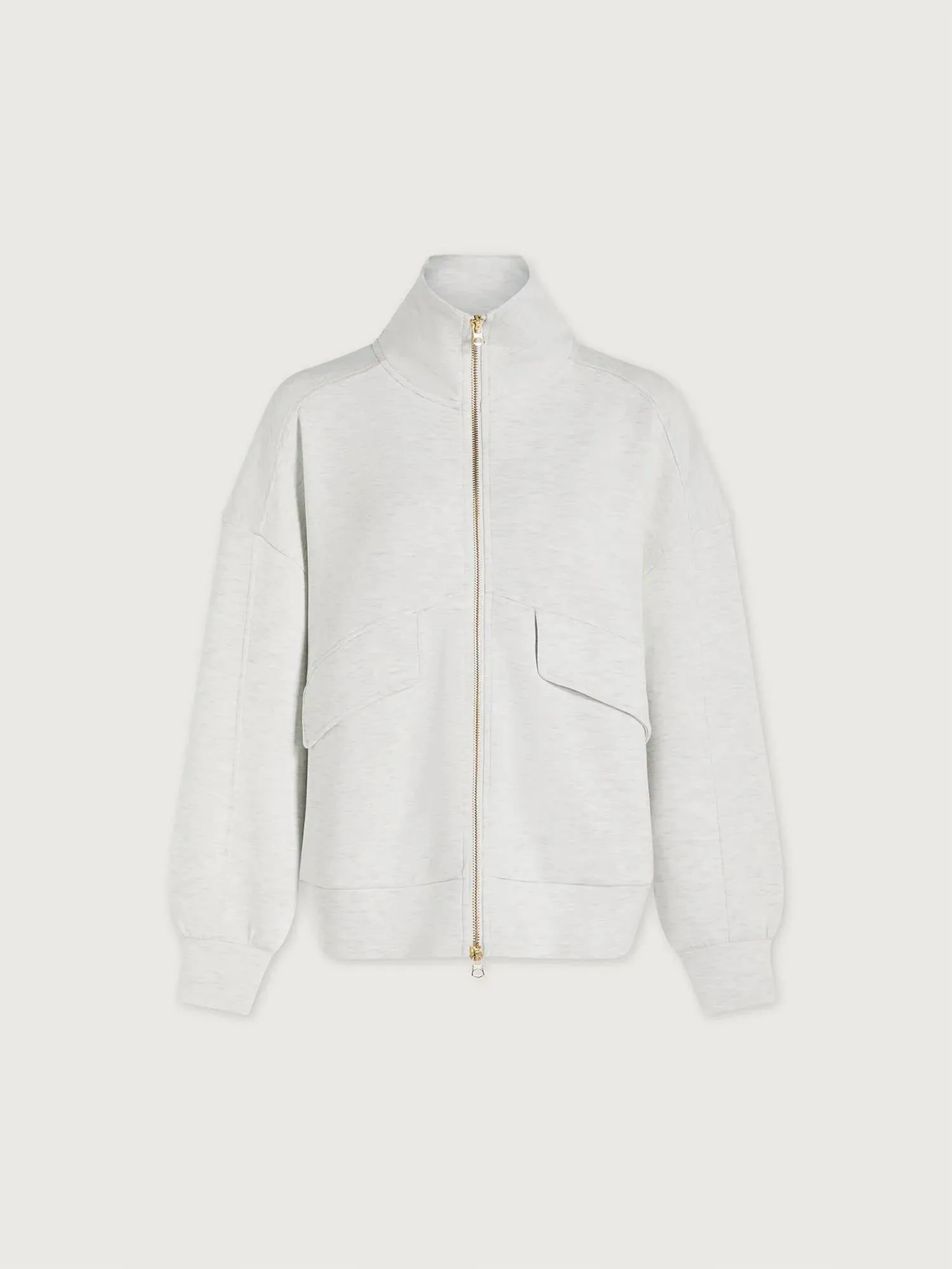 Garcia Zip Through Sweater In Ivory Marl