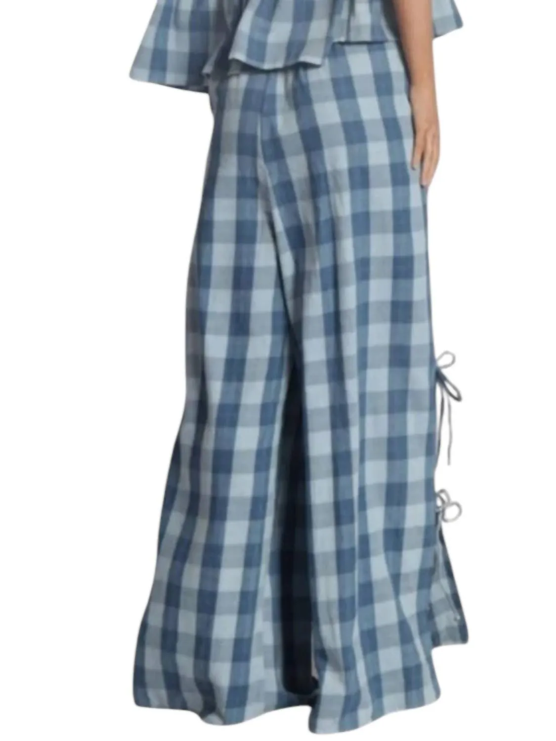 Gauze Bow Tie Pants In Blue