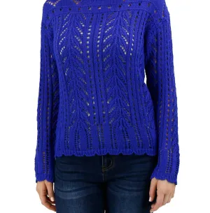 Gemma Pointelle Sweater In Blue Sapphire