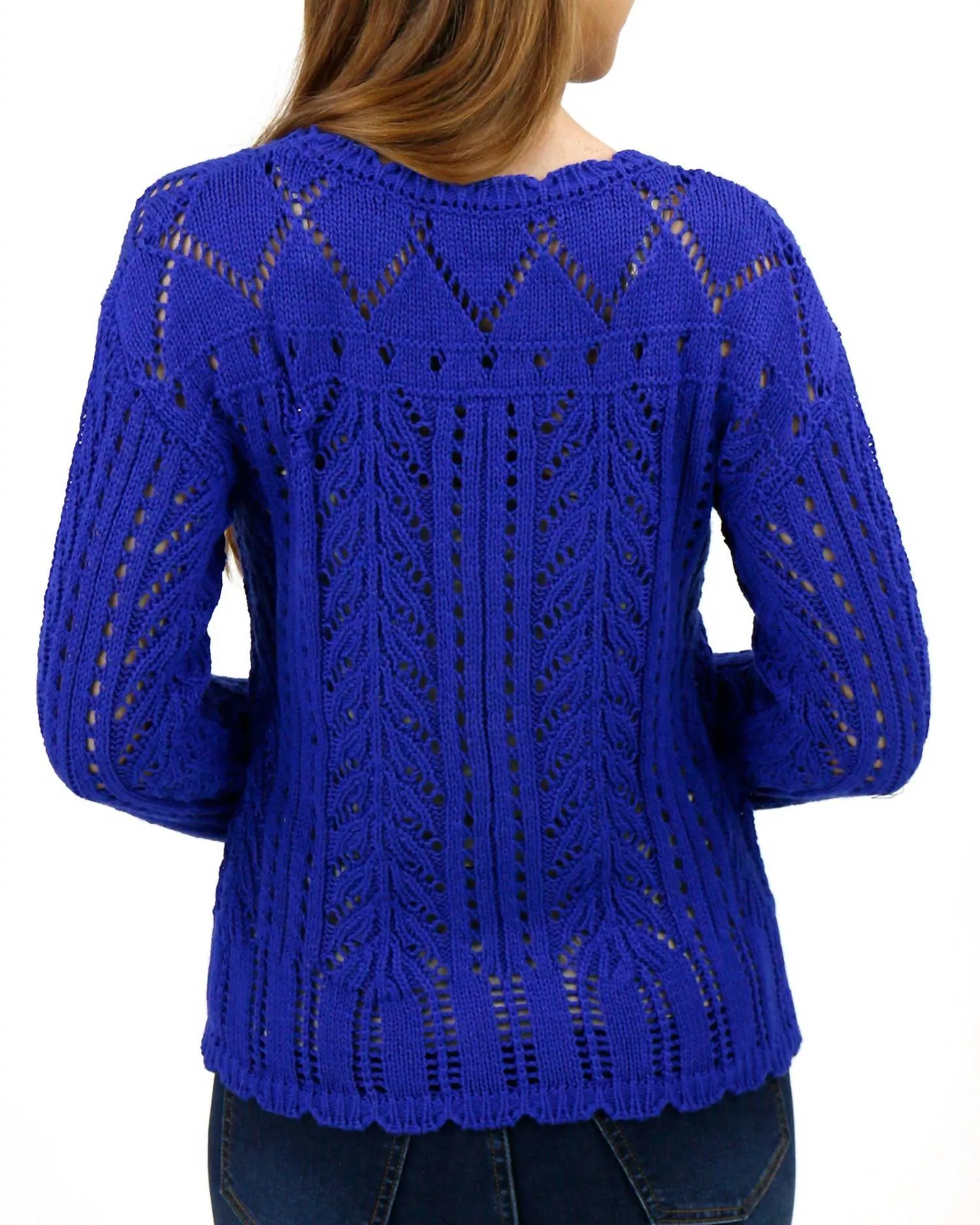 Gemma Pointelle Sweater In Blue Sapphire