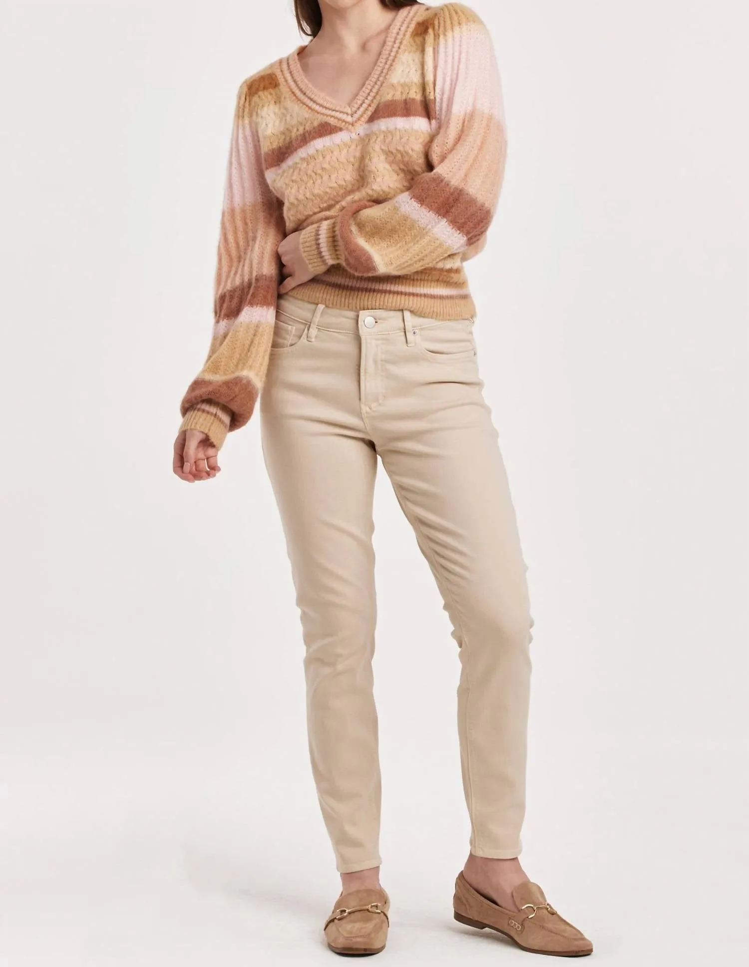 Geneva Sweater In Copper/peach/tan Combo