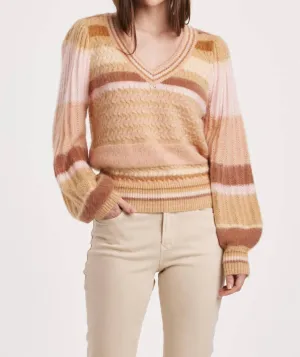 Geneva Sweater In Copper/peach/tan Combo