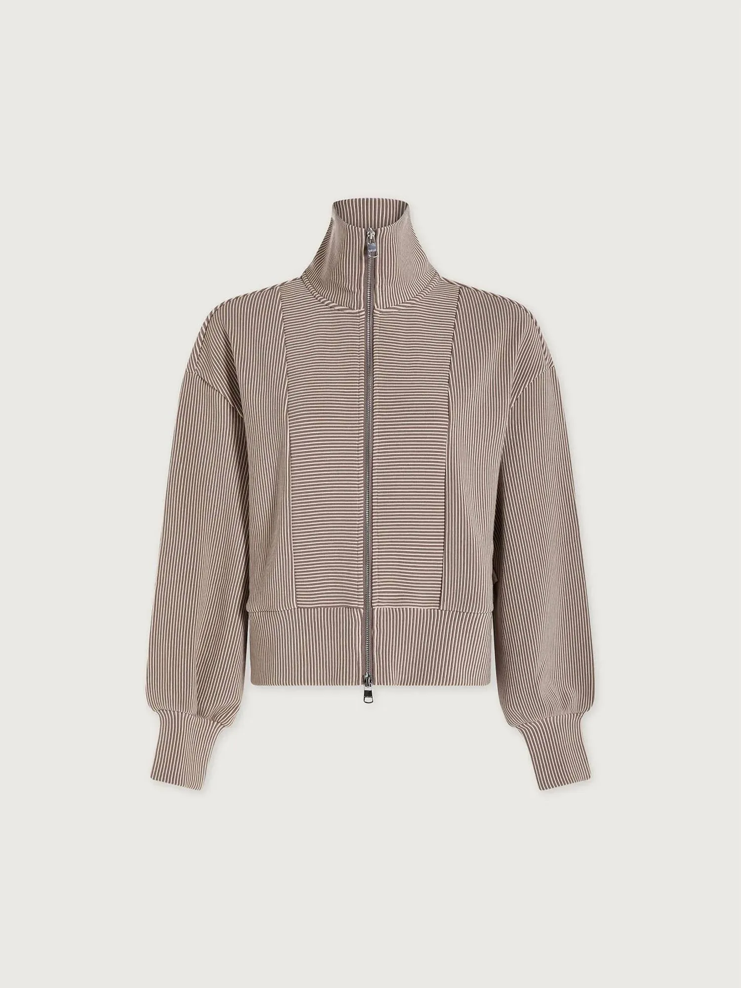 Gibbs Zip Through Sweater In Taupe Sand