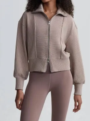 Gibbs Zip Through Sweater In Taupe Sand