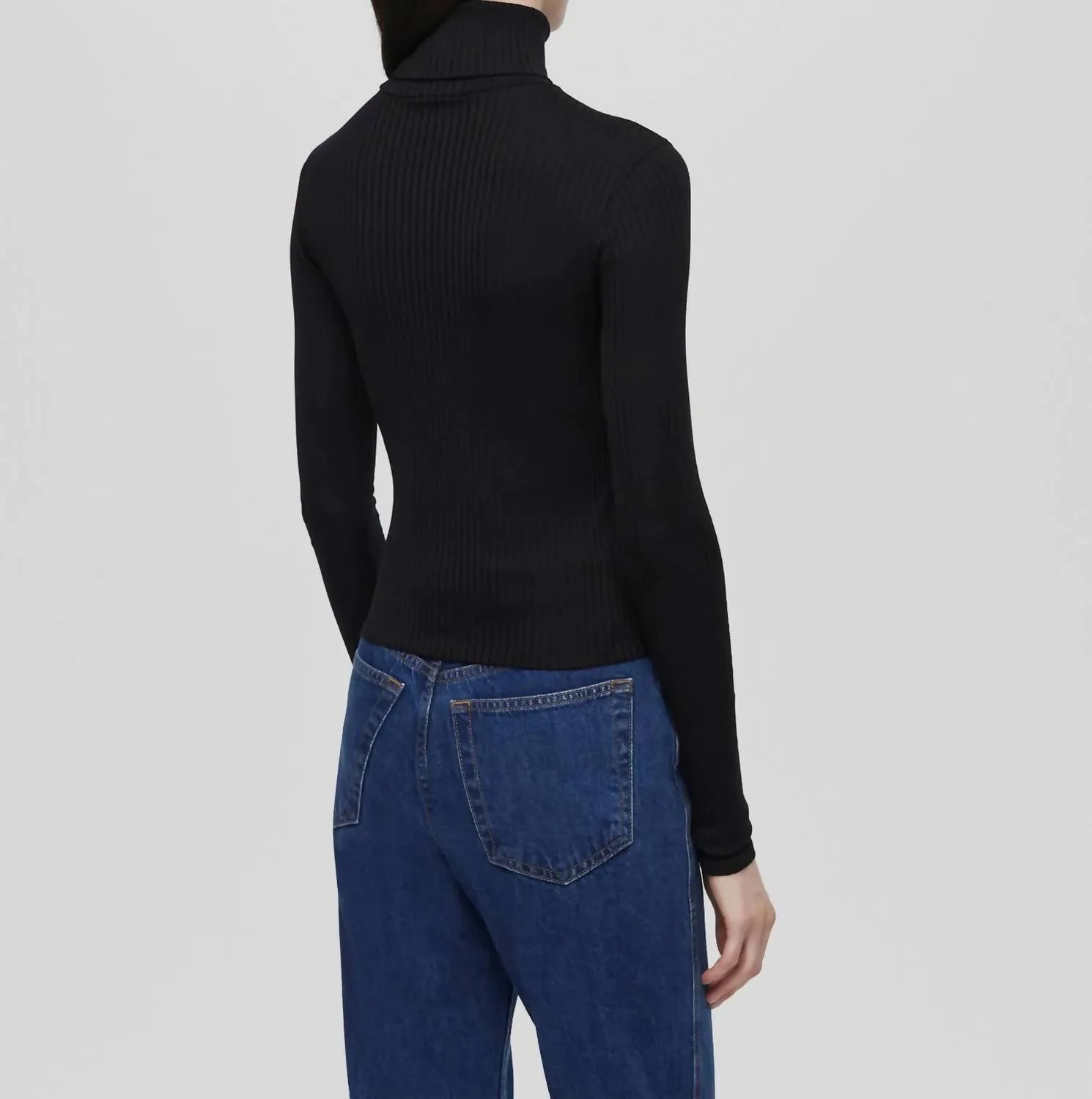 Hanes Ribbed Turtleneck Sweater In Black