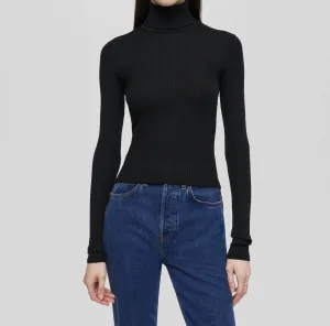 Hanes Ribbed Turtleneck Sweater In Black