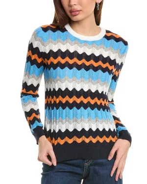 Hannah Rose Zig Zag Pattern Cashmere-Blend Sweater
