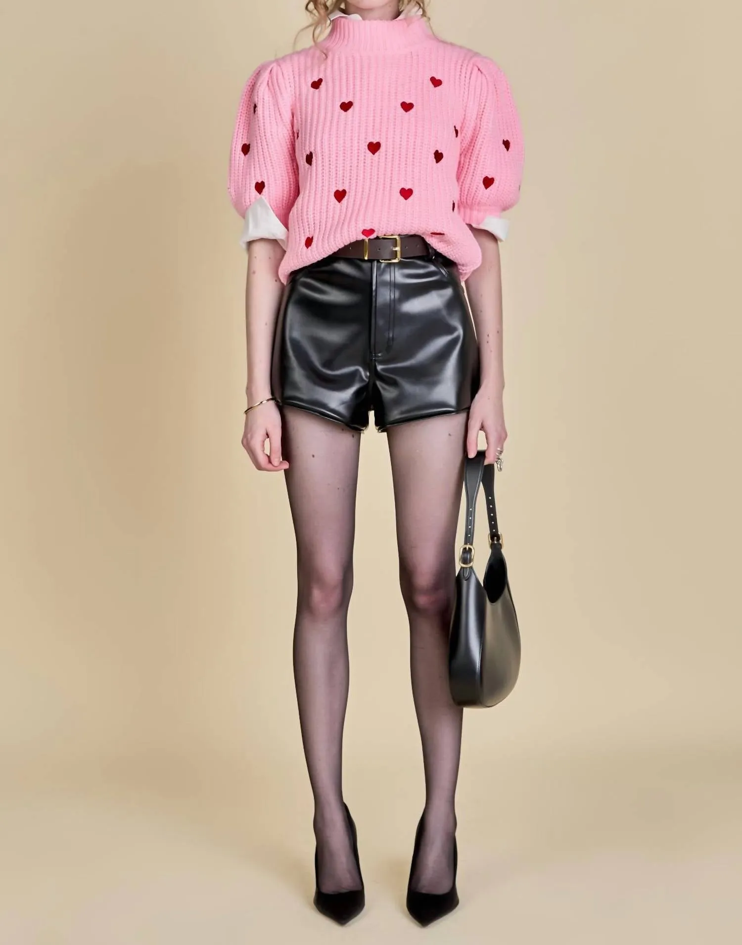 Heart Shaped Embroidery Sweater In Pink