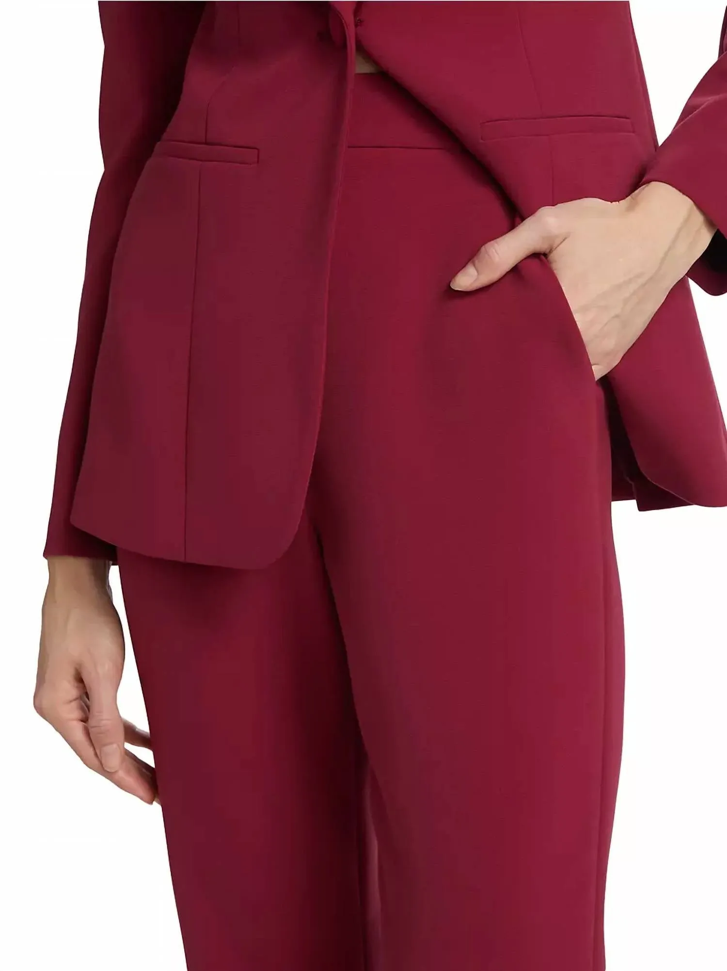 High Rise Straight Leg Pants In Sangria