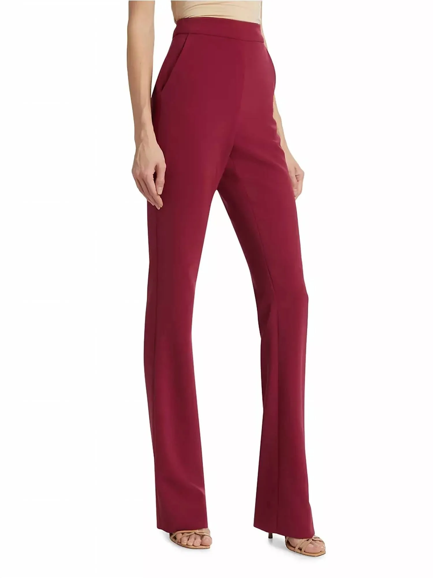 High Rise Straight Leg Pants In Sangria