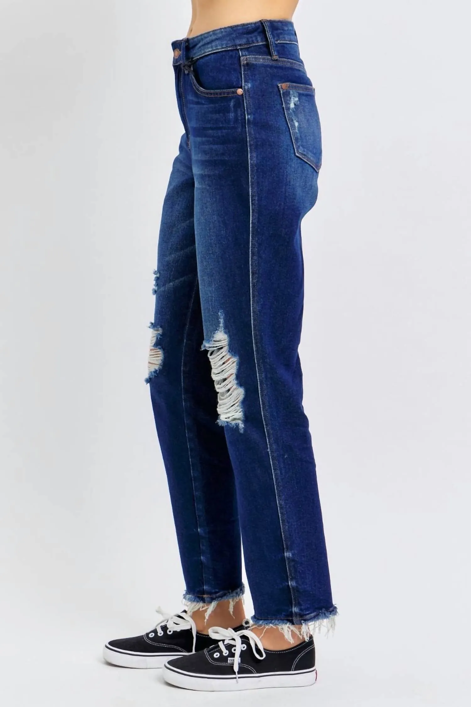 High Waist Straight Jeans In Dark