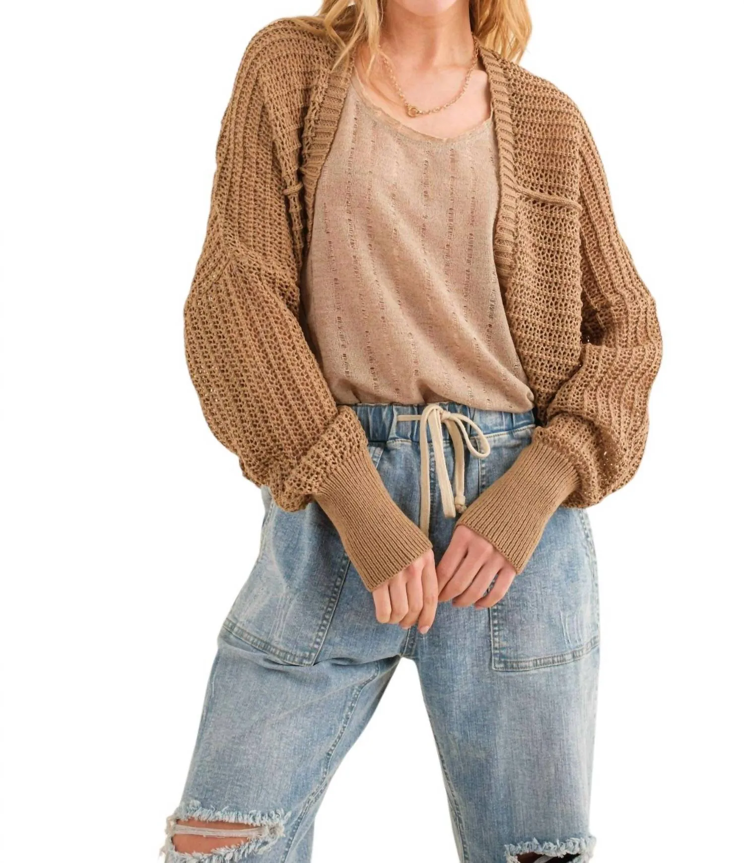 How You Feel Bolero Cardigan In Oak