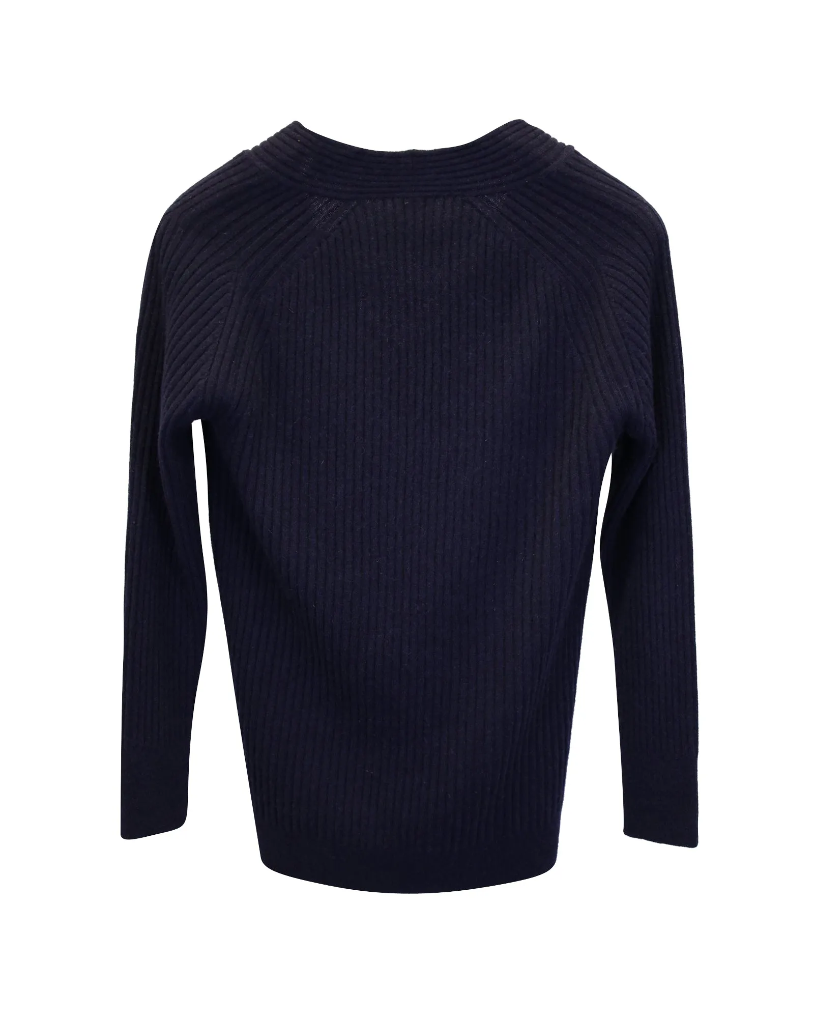 Iris & Ink V-neck Sweater in Navy Blue Cashmere