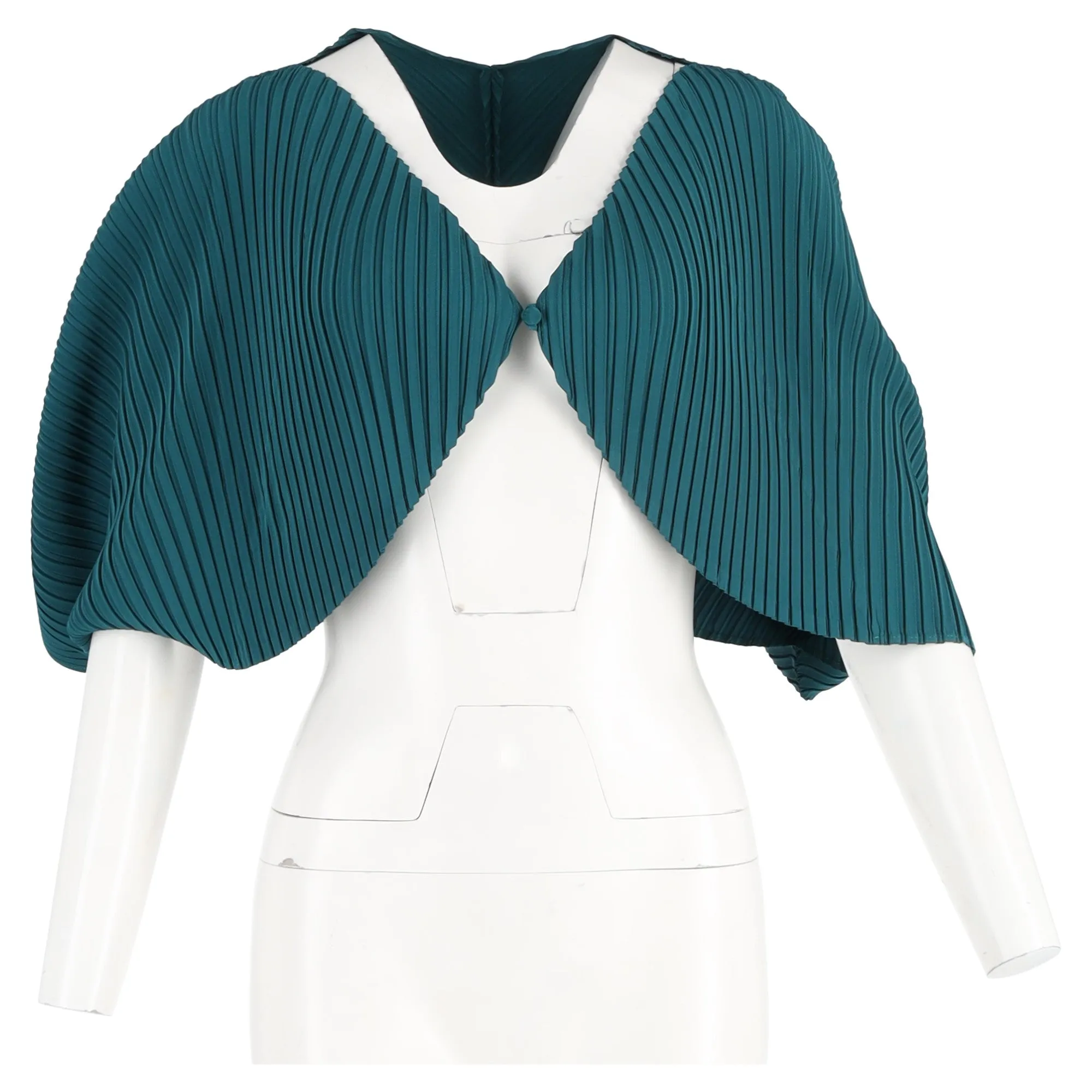 Issey Miyake Pleat Jacket in Green Polyester