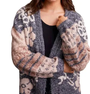 Jacquard Knit Sweater In Grey Mix