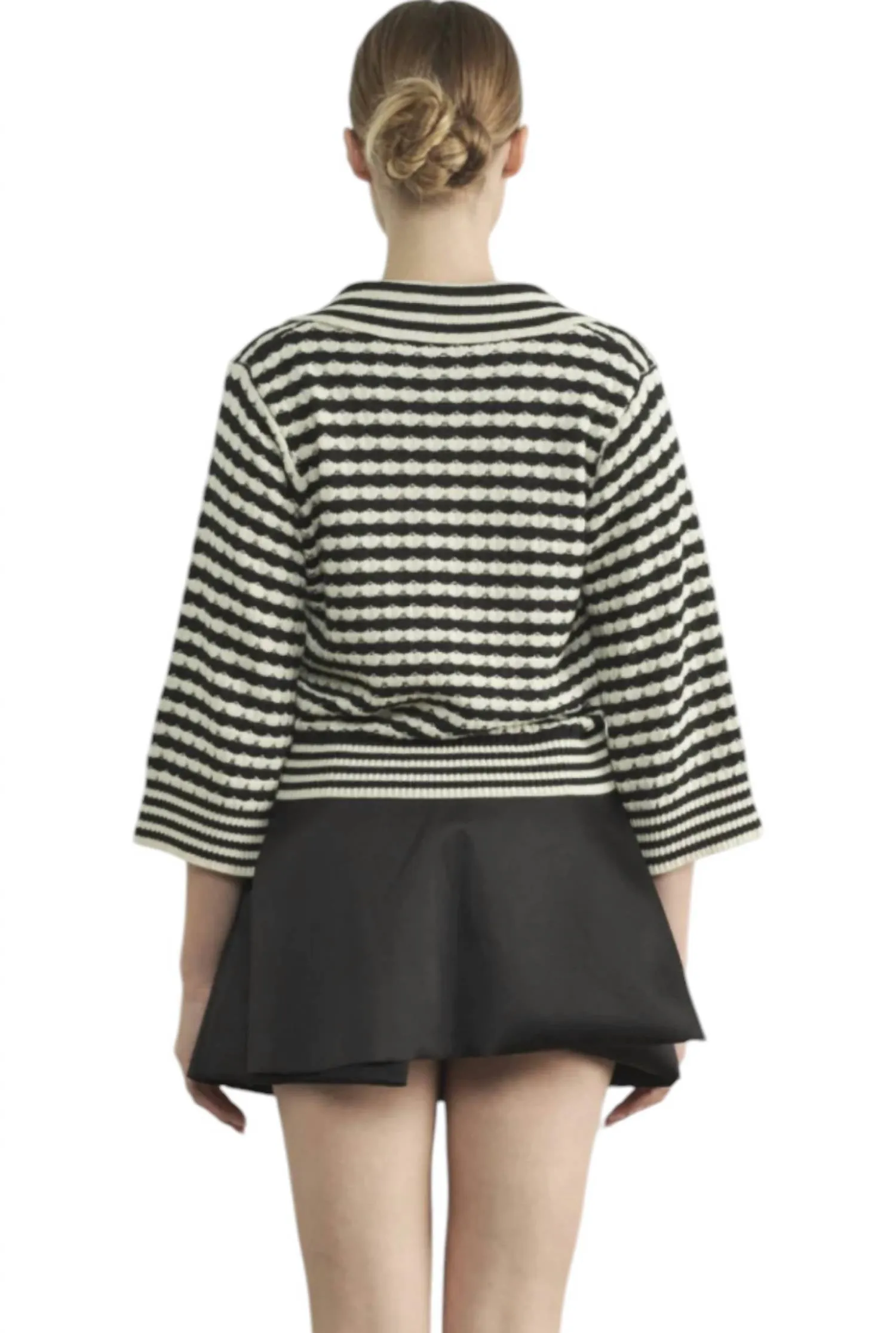 Jacquard Stripe Sweater In Black/white
