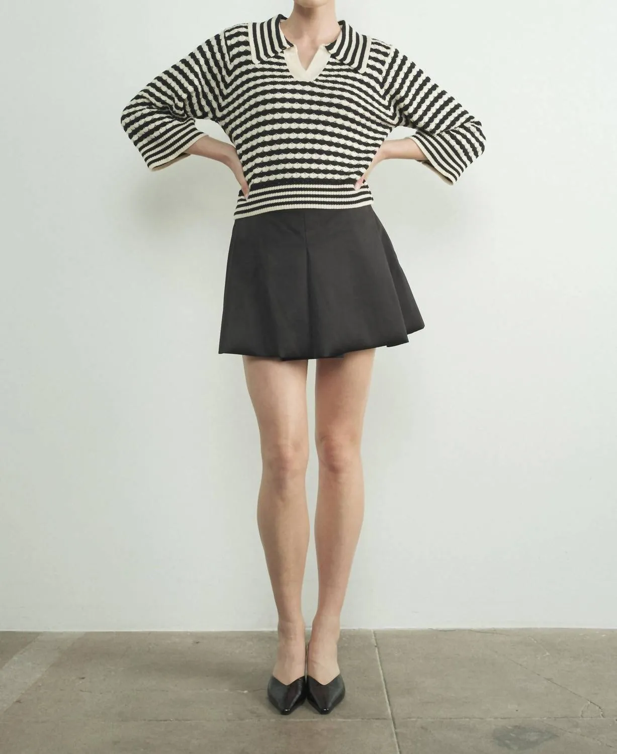 Jacquard Stripe Sweater In Black/white