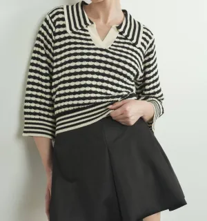 Jacquard Stripe Sweater In Black/white