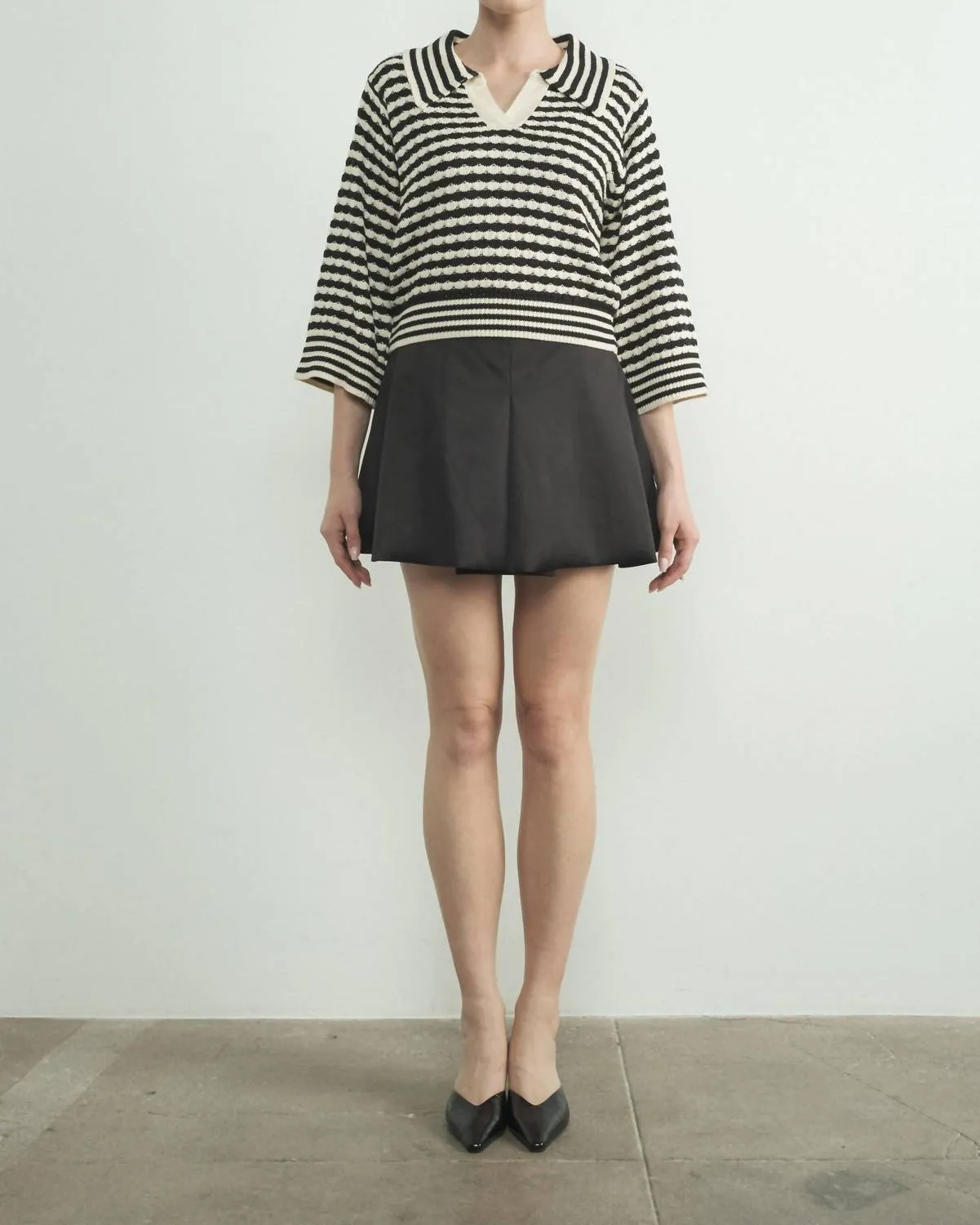 Jacquard Stripe Sweater In Black/white