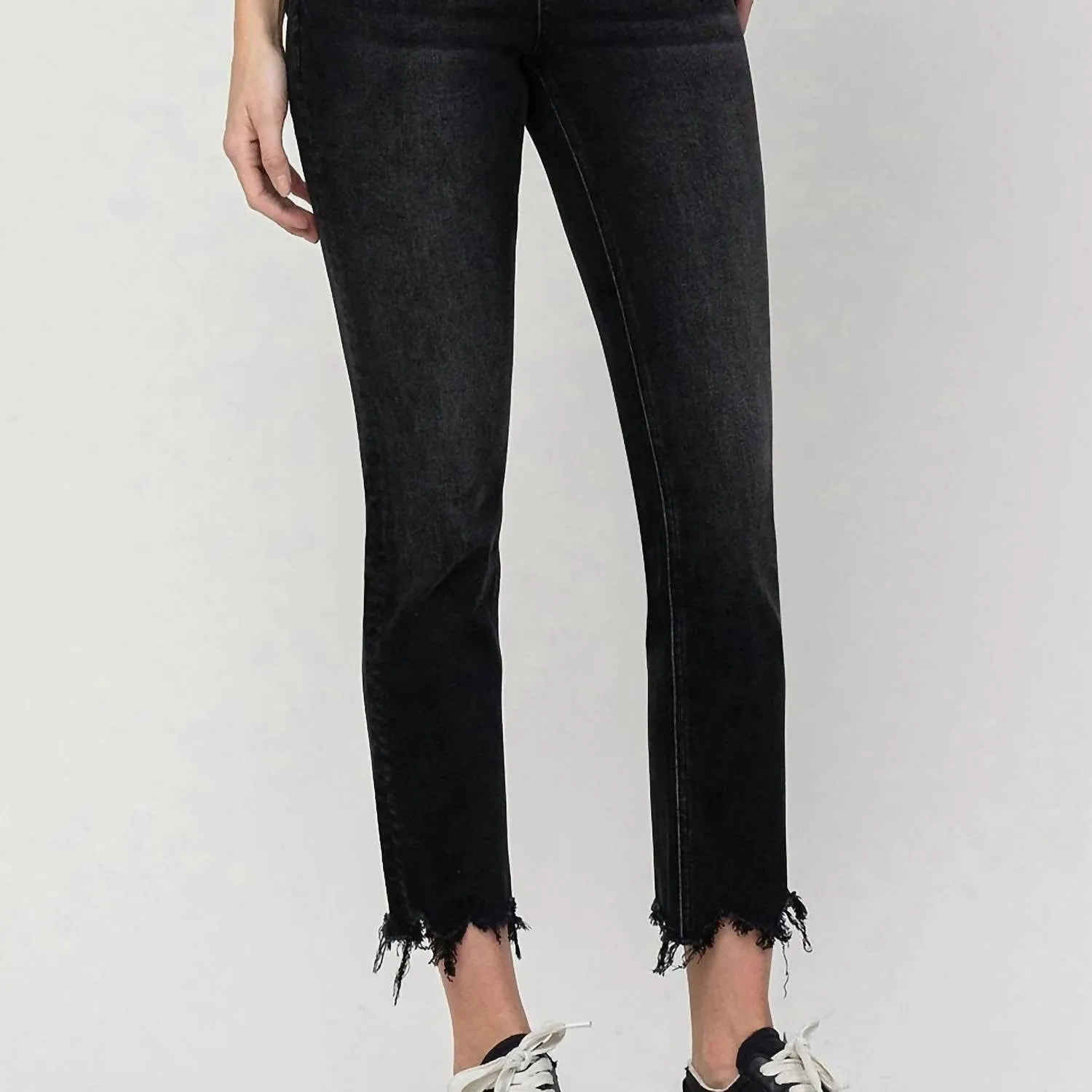 Jeanne High Rise Slim Straight Jeans In Black