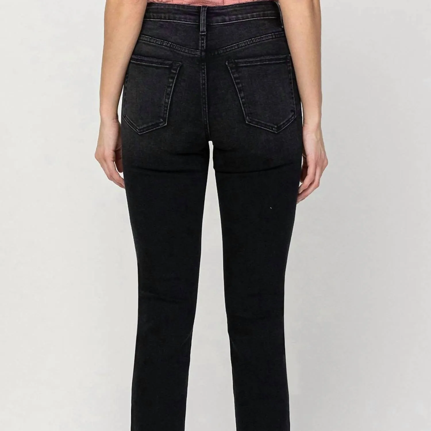 Jeanne High Rise Slim Straight Jeans In Black