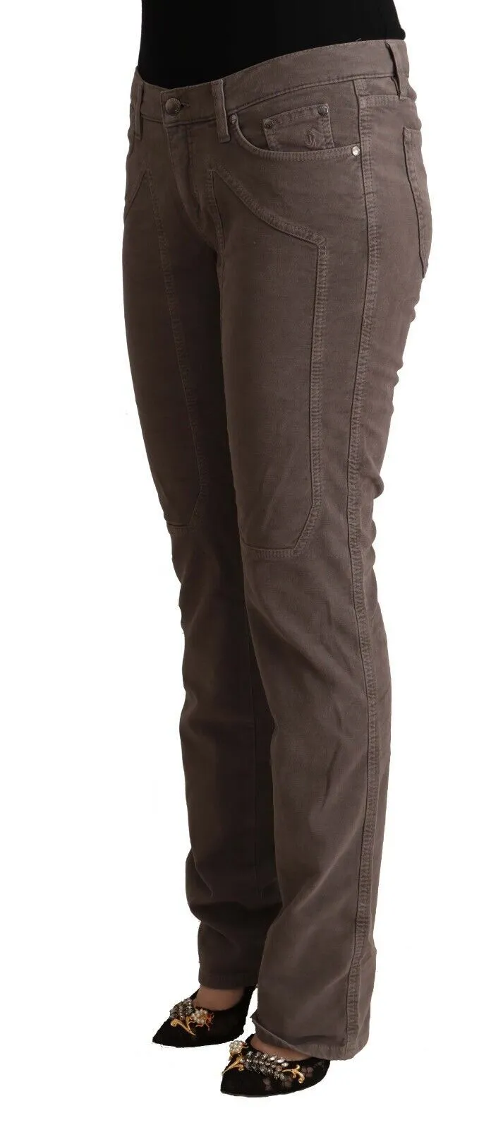 Jeckerson  Cotton Low Waist Iconic Patches Leg blue Women's Jeans
