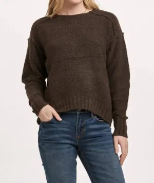 Jessica Exposed Seam Sweater In Chocolate