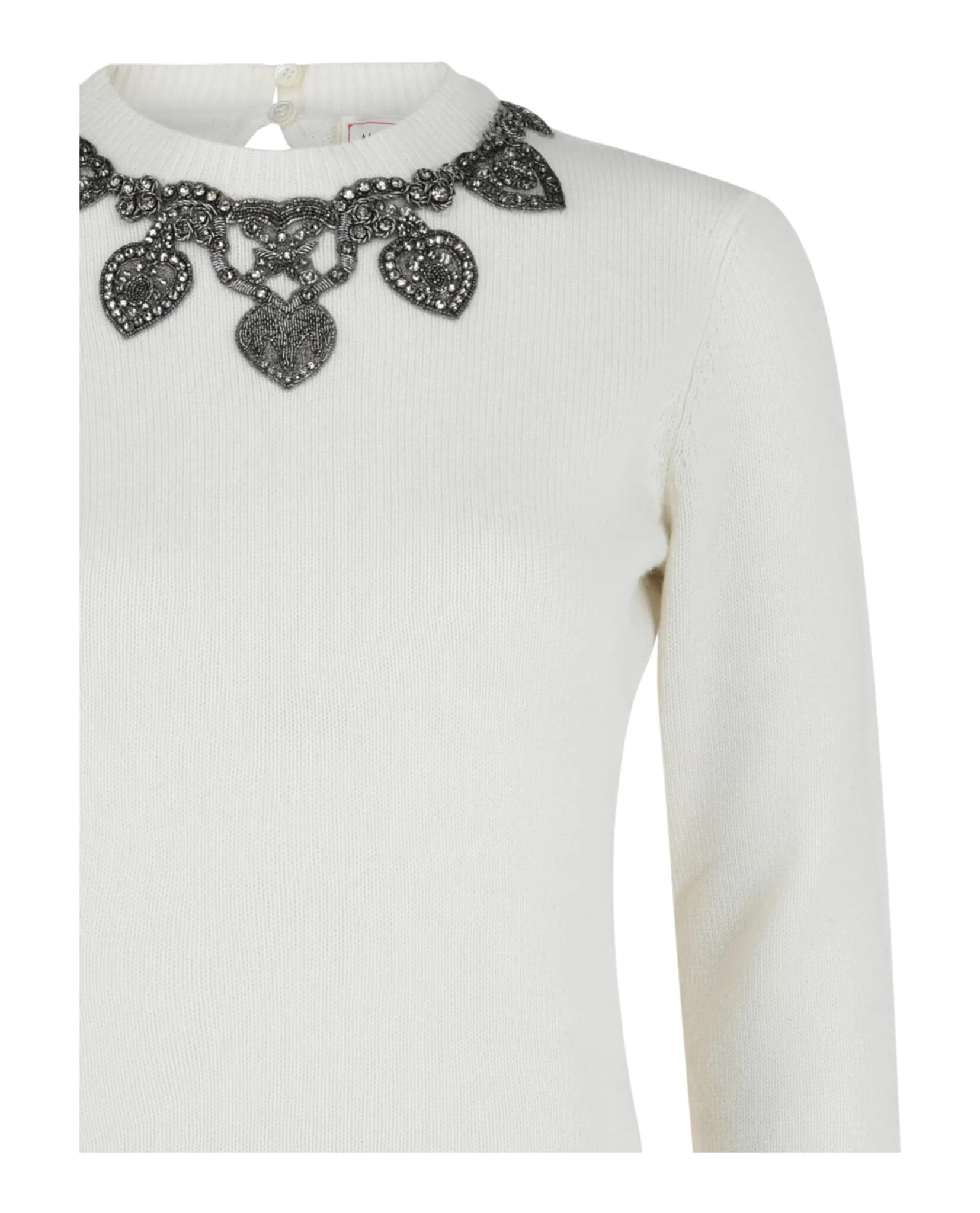 Jeweled Neck Knit Sweater