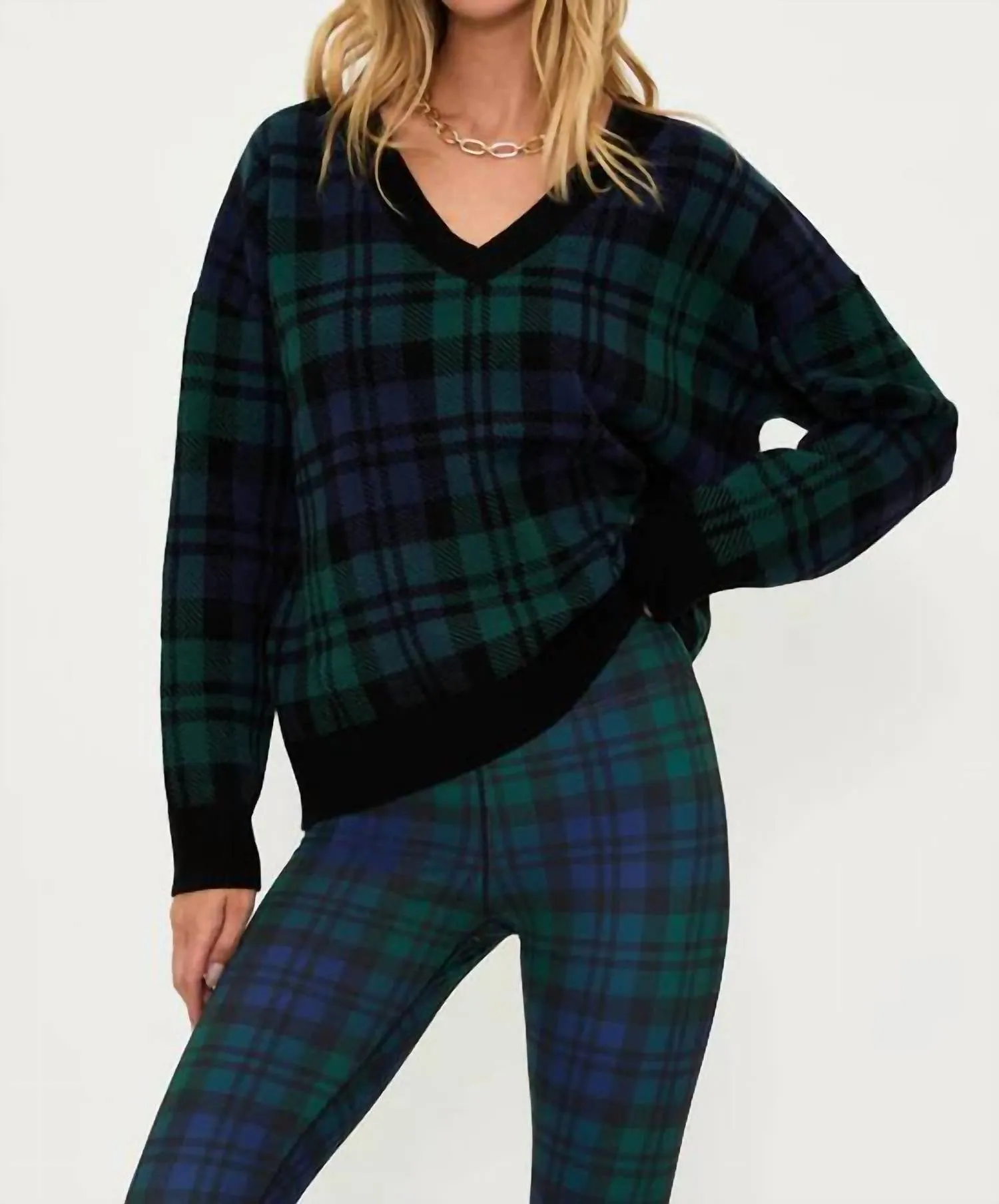 Joey Sweater In Wintergreen Plaid