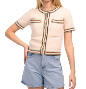 July Short Sleeve Cardi In Multi