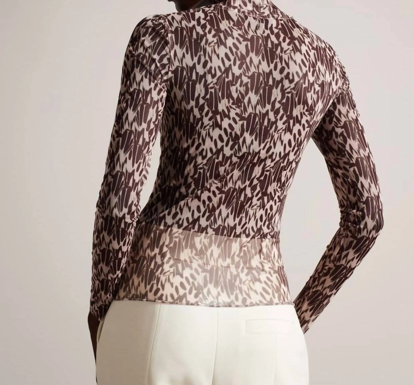 Jumila Fitted High Neck Top In Nude Pink