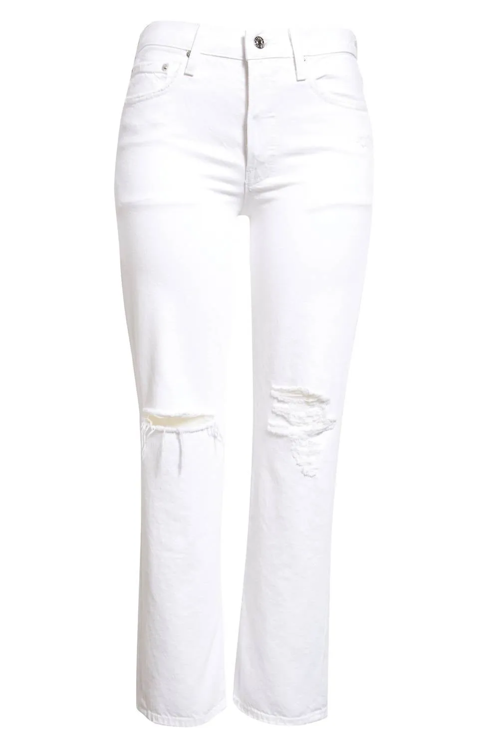Kali Ankle Jeans In White Distressed