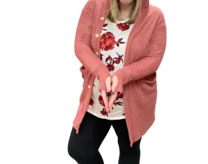Karsen Boyfriend Cardigan In Dusty Pink