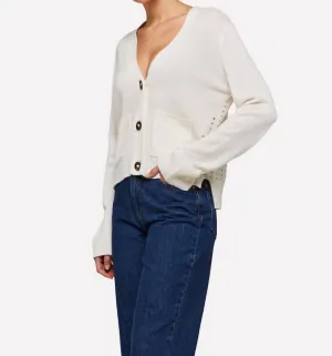 Kate Pointelle Cardigan In Organic White