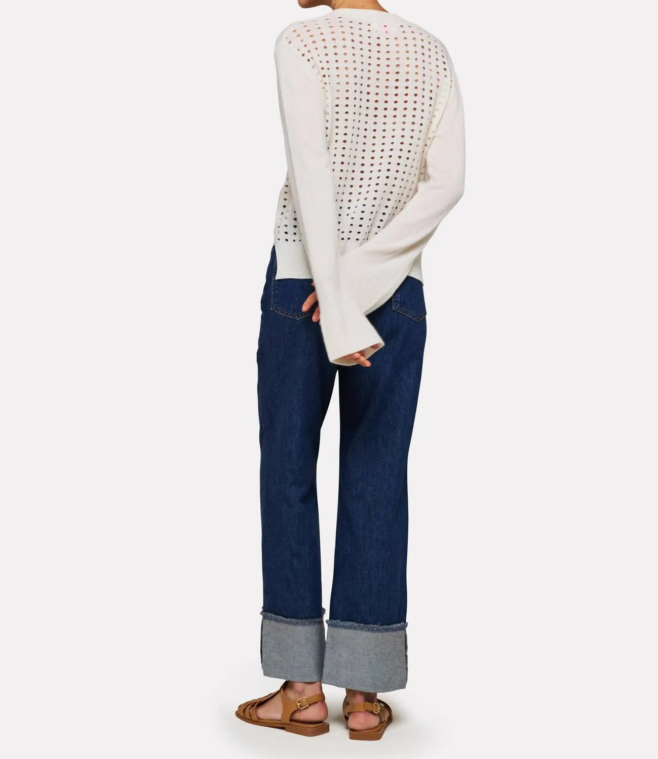 Kate Pointelle Cardigan In Organic White