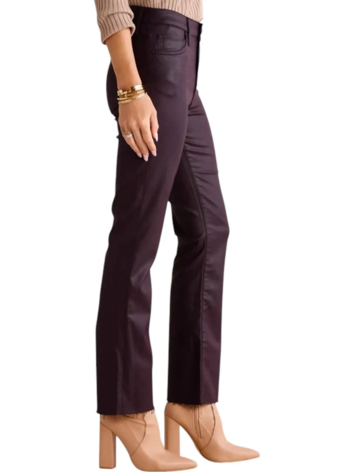 Kelsey Coated Denim Jeans In Sangria