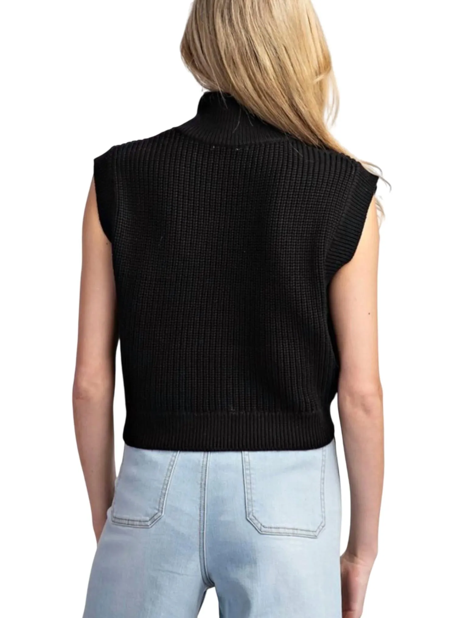 Knit Cropped Sweater In Black