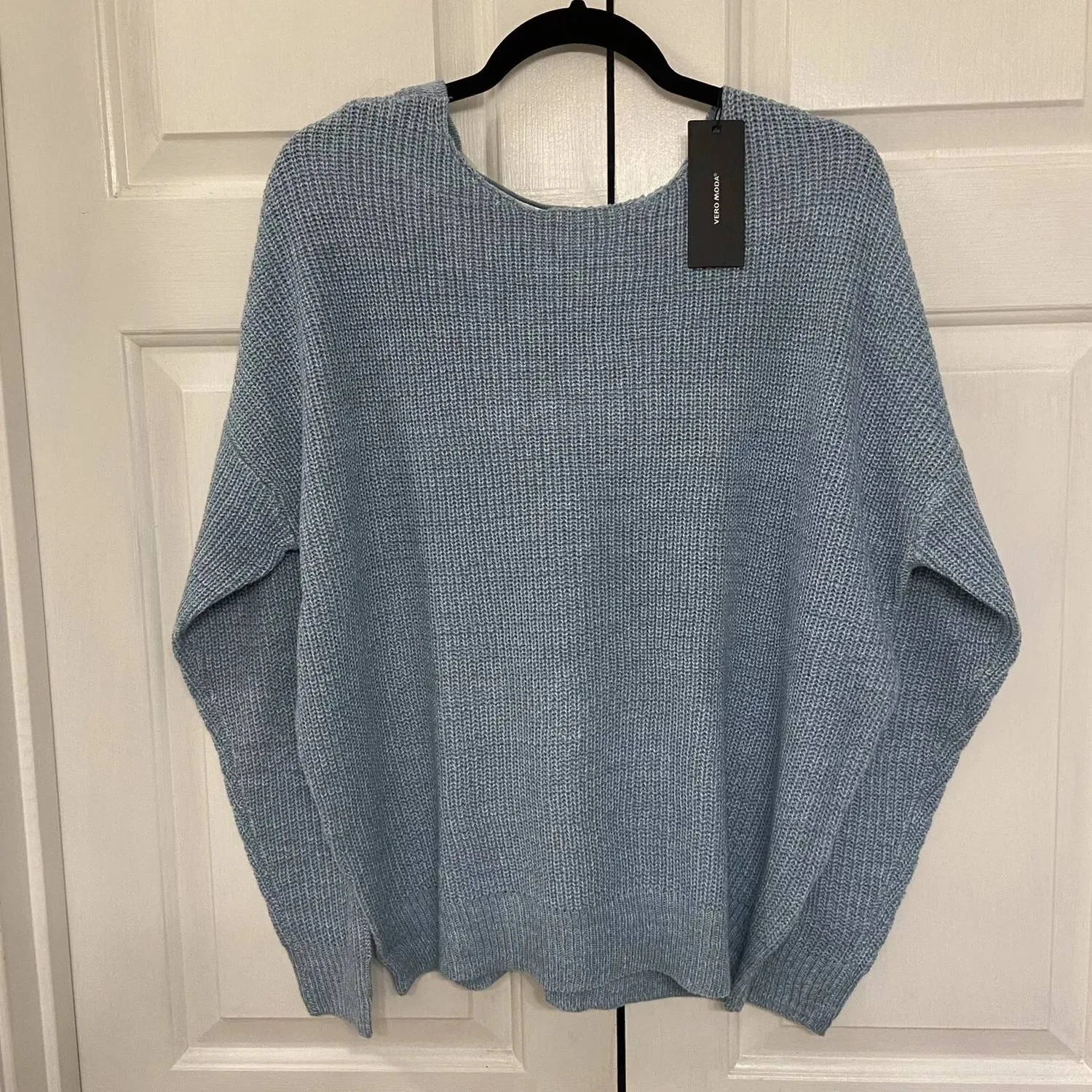 Knit Open Back Sweater In Blue