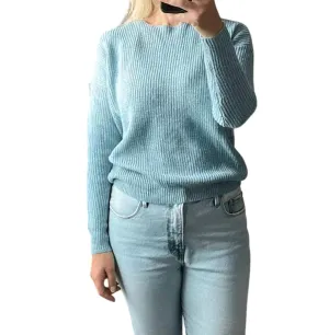 Knit Open Back Sweater In Blue