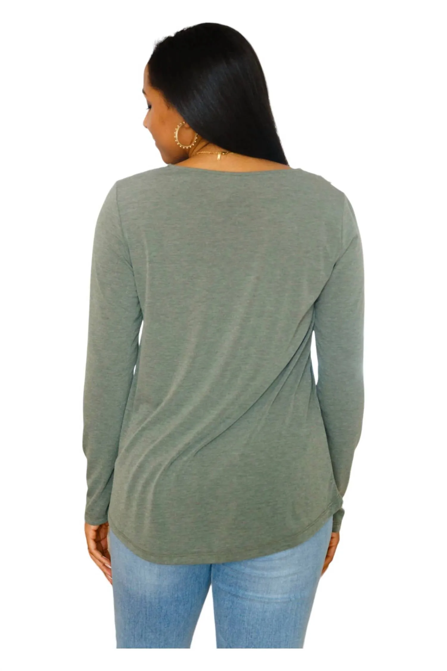 Lacey Long Sleeve In Olive Grey