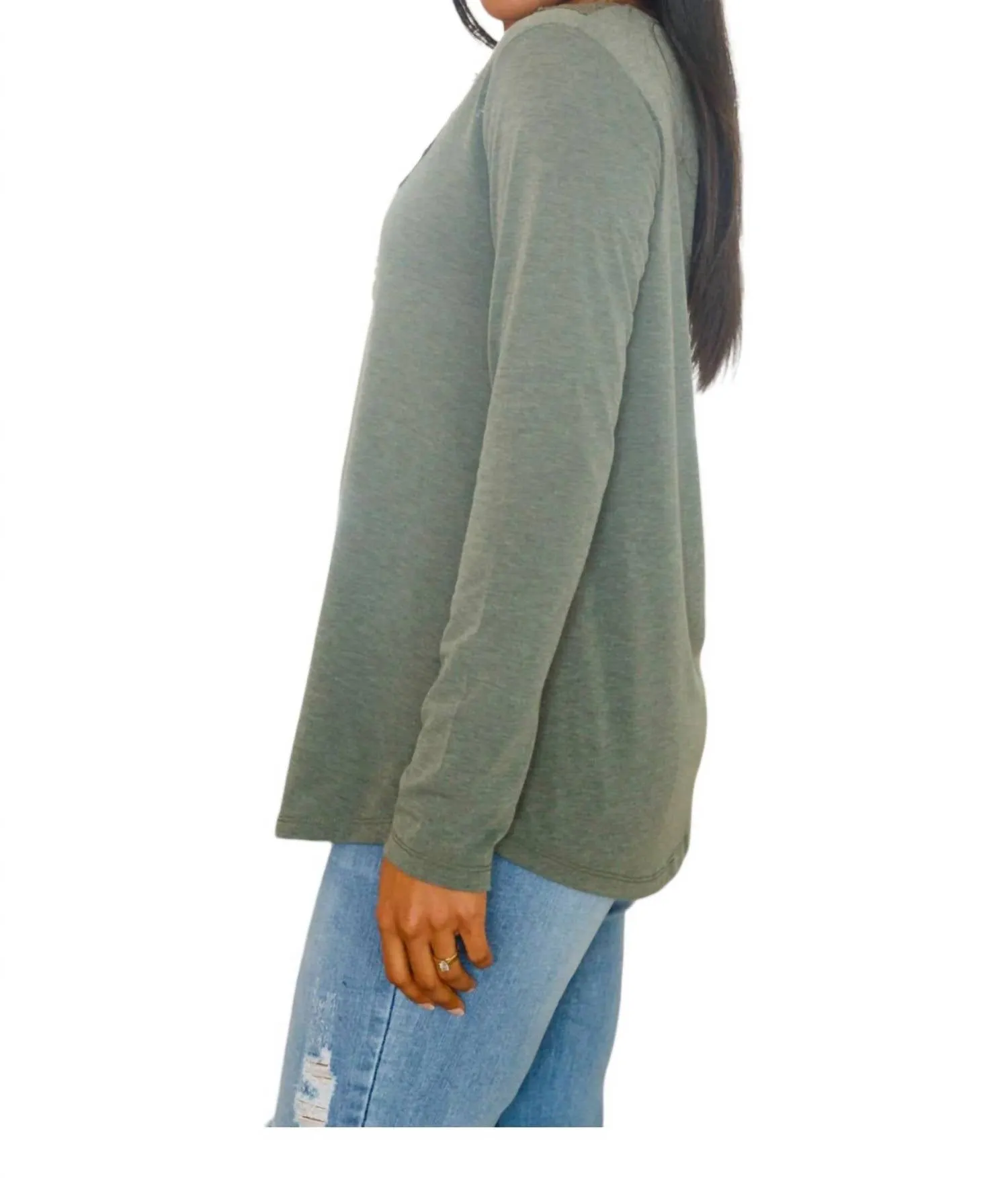 Lacey Long Sleeve In Olive Grey