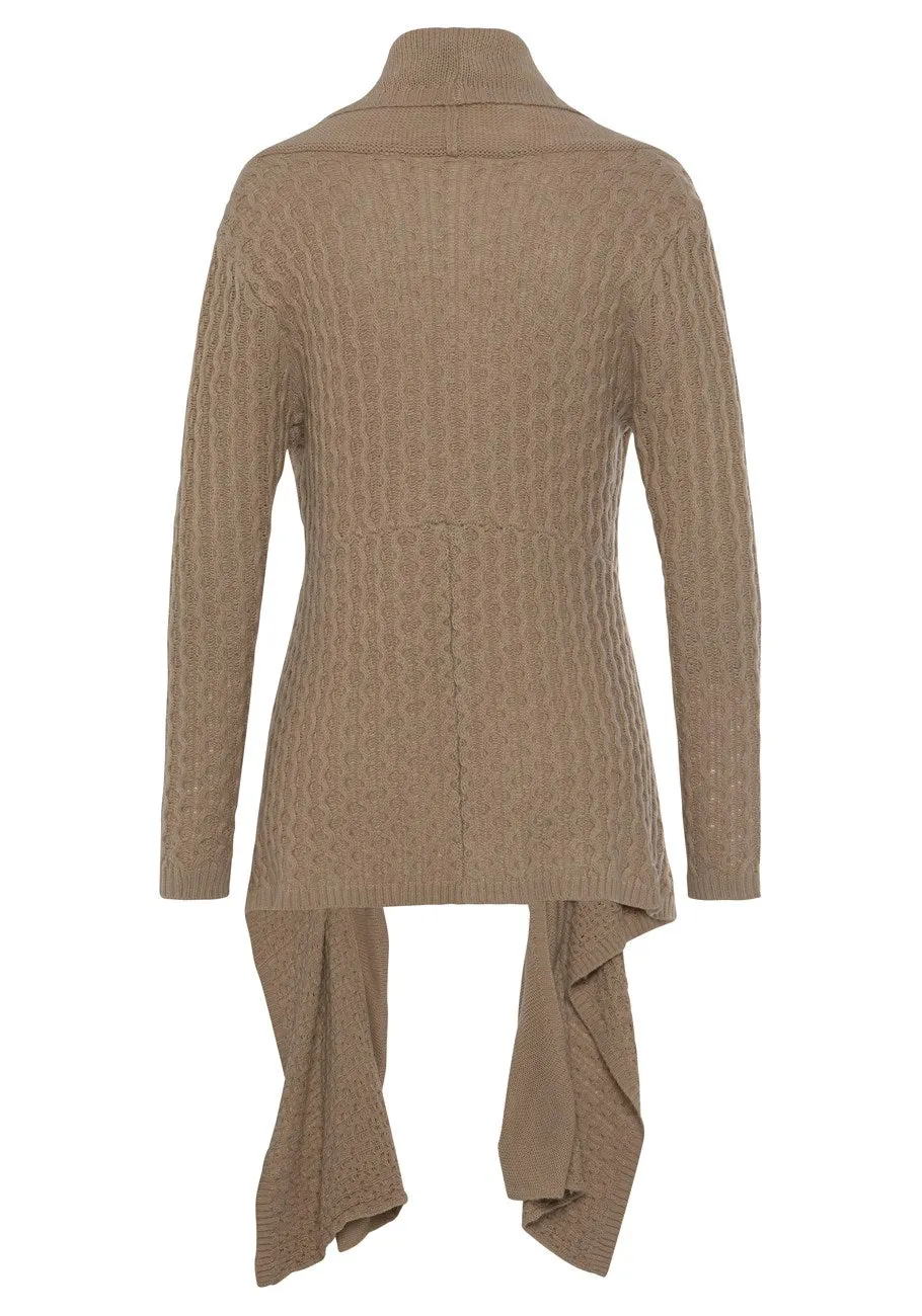 LASCANA Women's Buckle Trim Open Cardigan