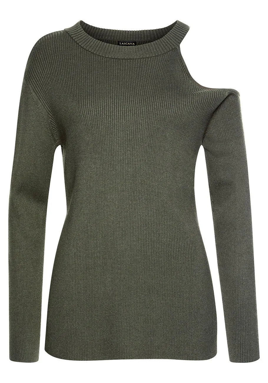 LASCANA Women's Side Slit Cutout Sweater