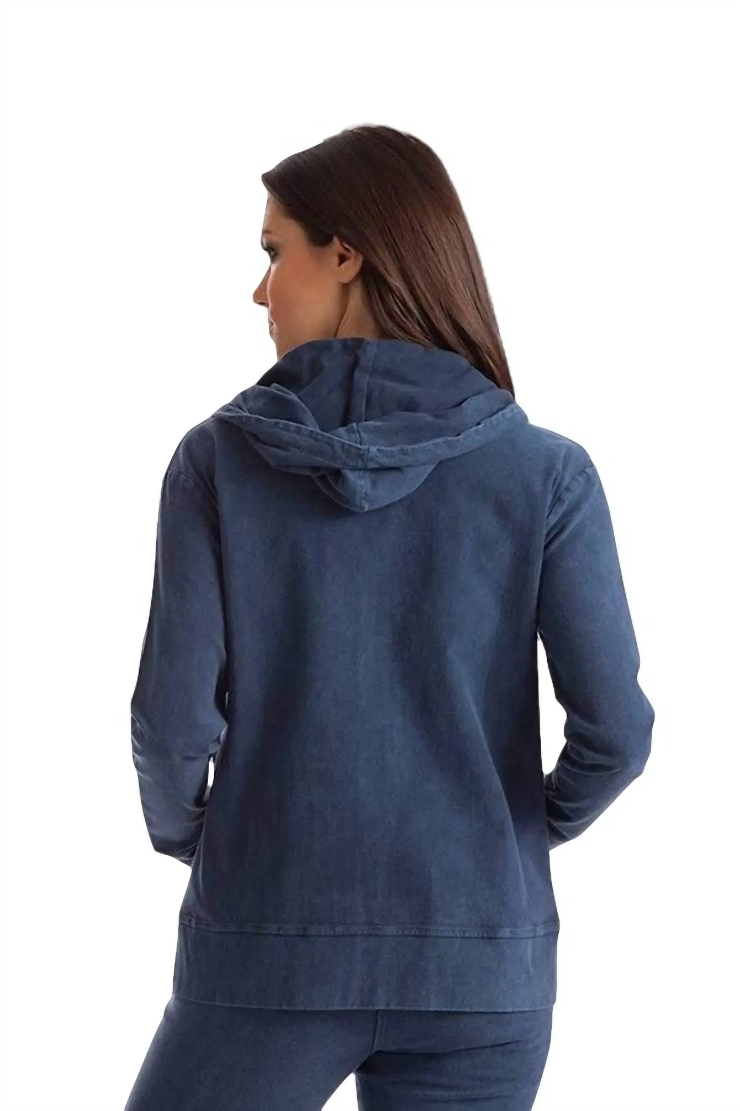 Lauren Hooded Cardigan In Denim