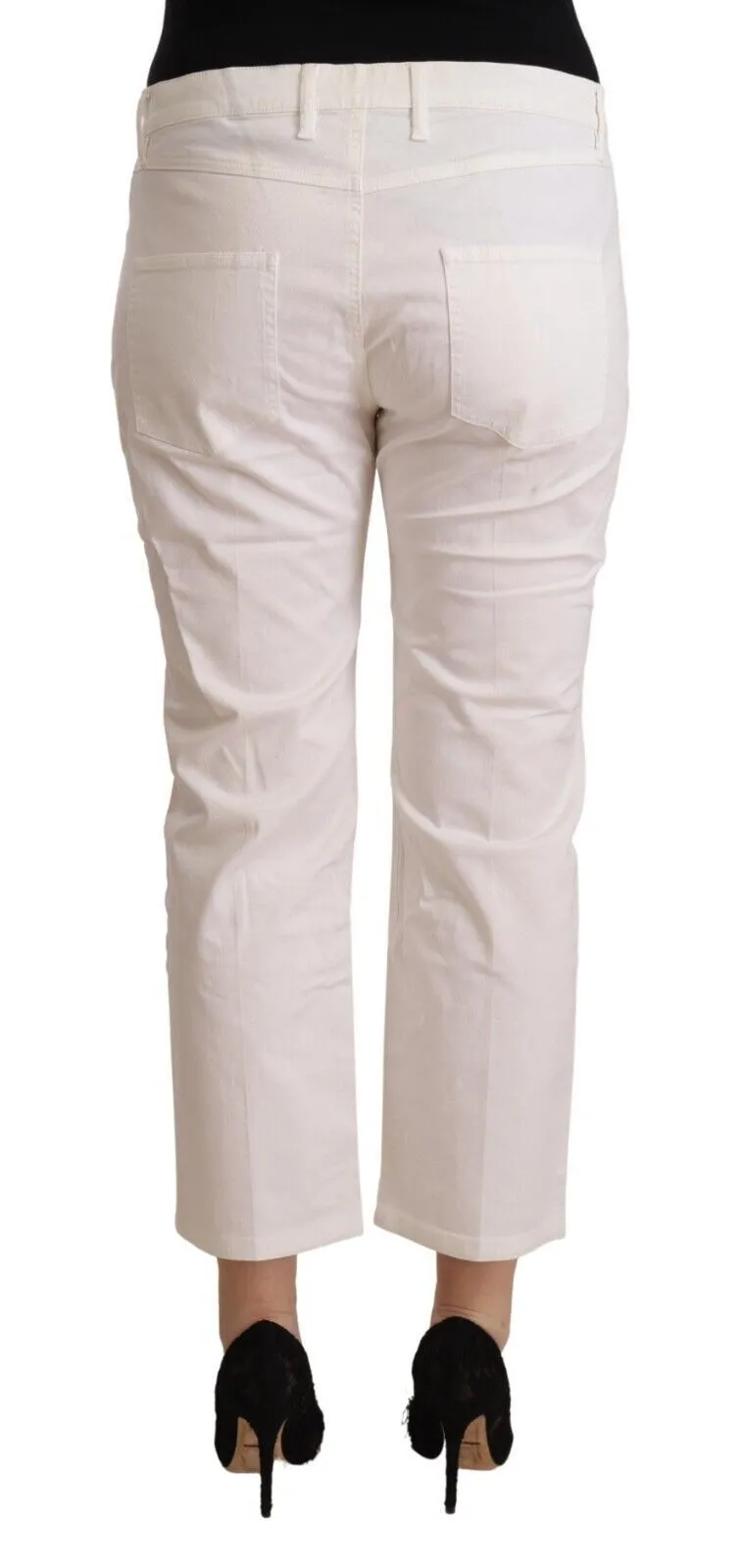 L'Autre Chose  Cotton Mid Waist Cropped blue Women's Jeans