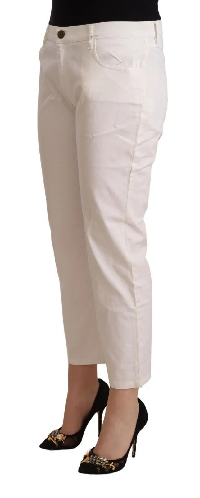 L'Autre Chose  Cotton Mid Waist Cropped blue Women's Jeans